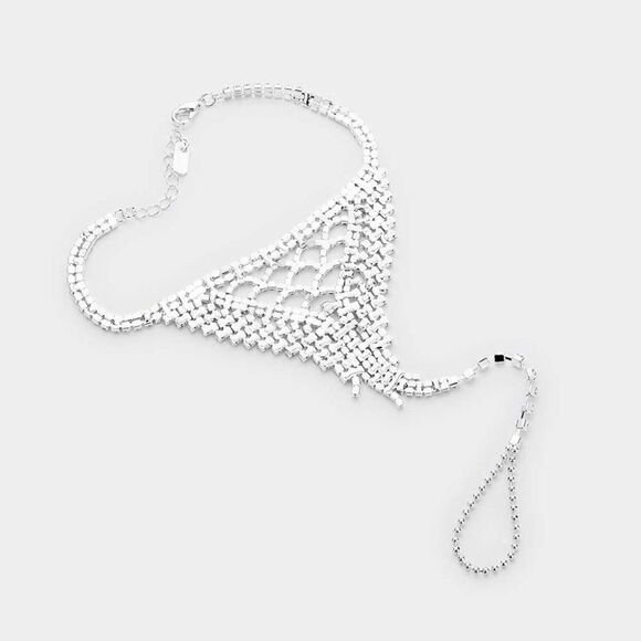 Anklet Clear Rhinestone Silver Net Toe Ring - Picture 2 of 6